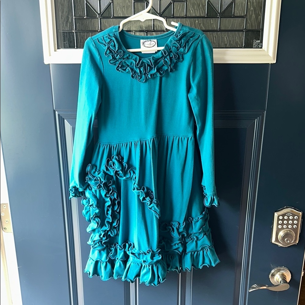 Teal Ruffled Kids Dress